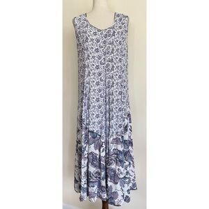 Vintage 90s Ditsy Floral Rayon Purple Maxi Cottage Boho Lagenlook Sz Large